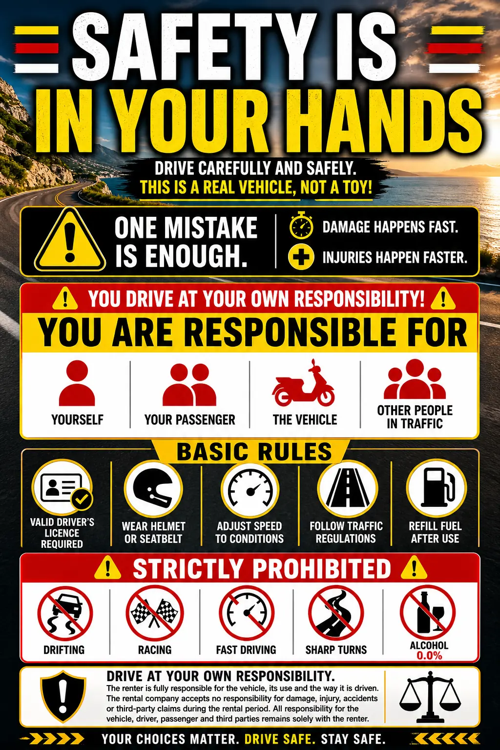 Safety is in your hands: rental vehicle safety rules and prohibited driving behaviour