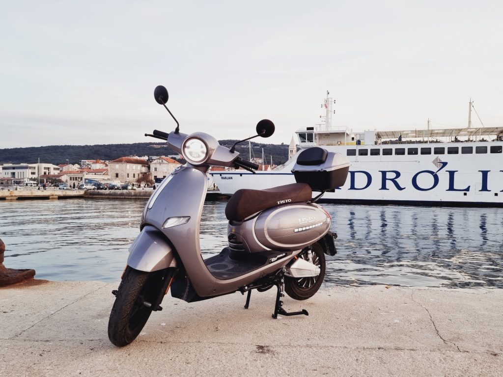 Electric scooter rental beside Supetar ferry port on Brac